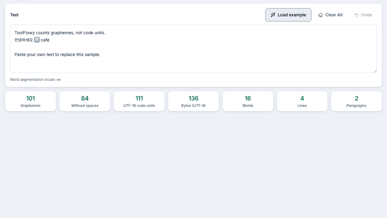 Screenshot of the Character Counter interface