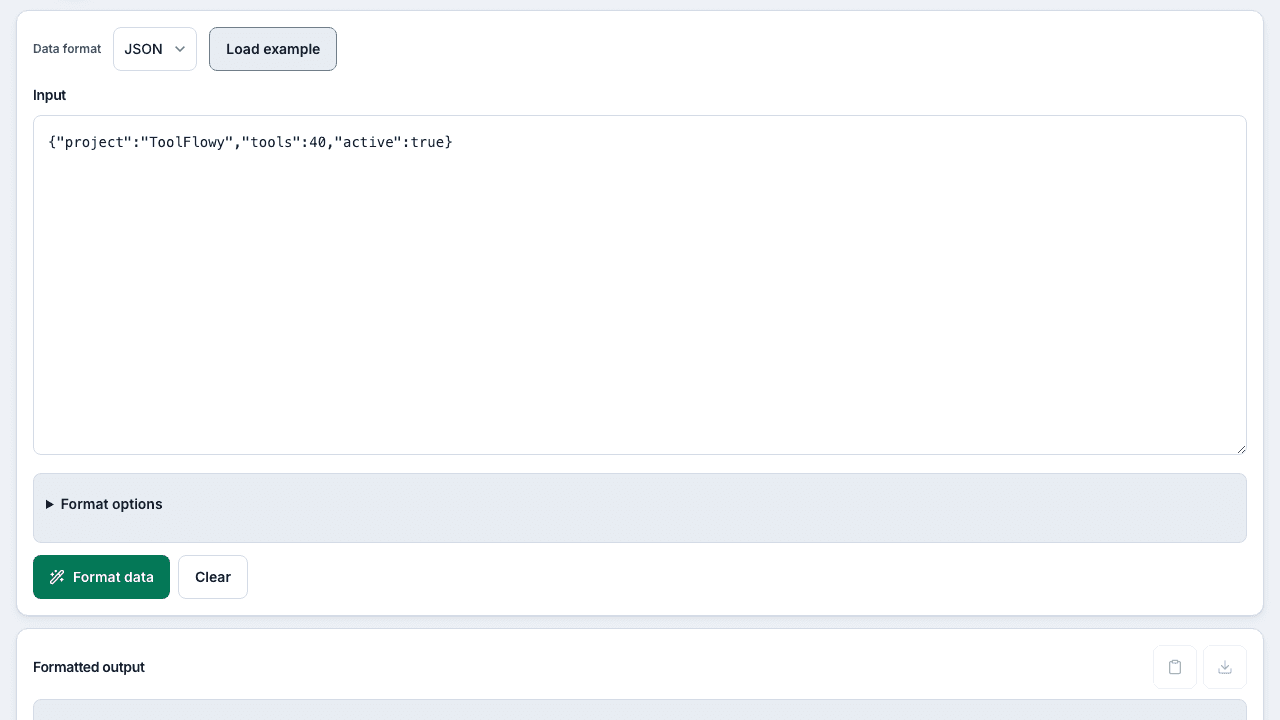 Screenshot of the Data Formatter interface