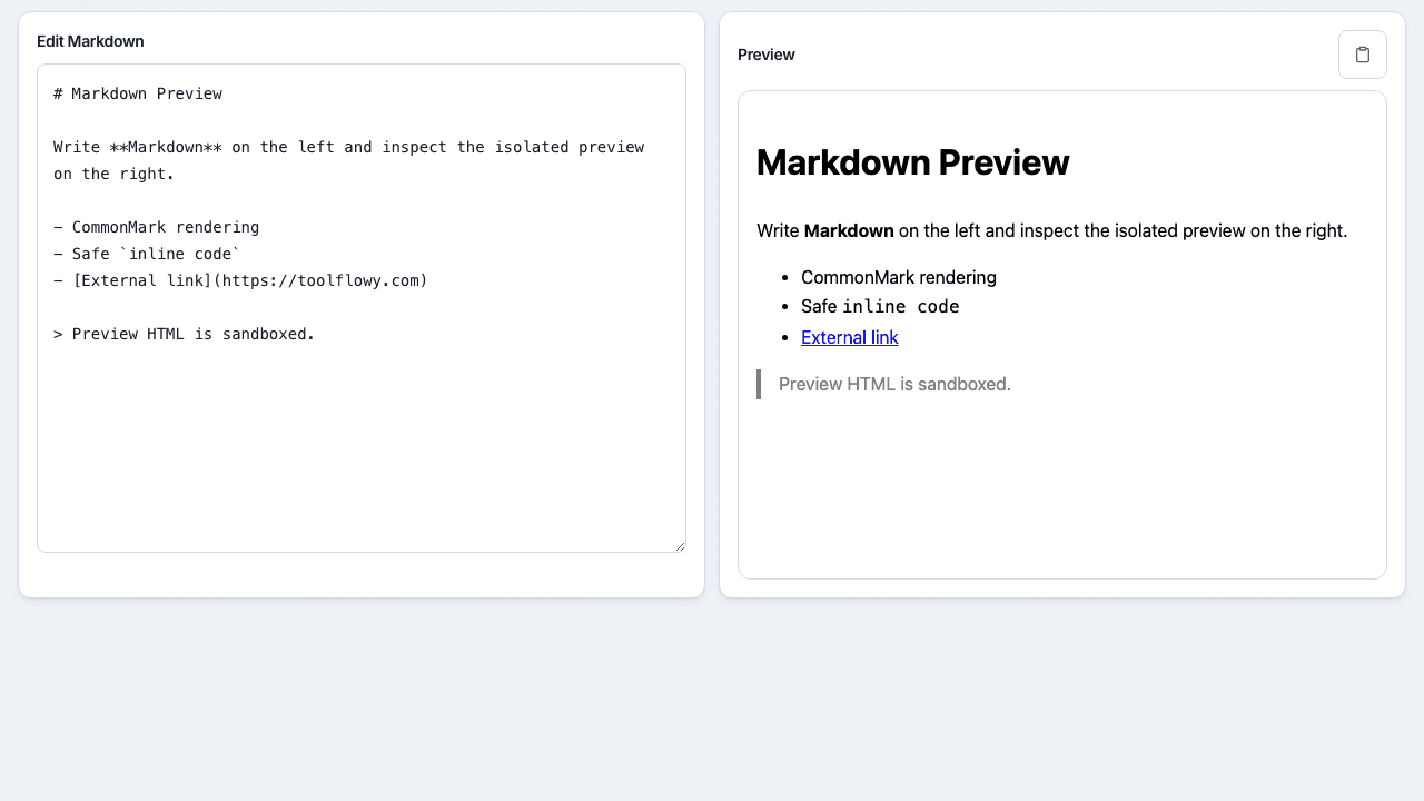 Screenshot of the Markdown Preview interface