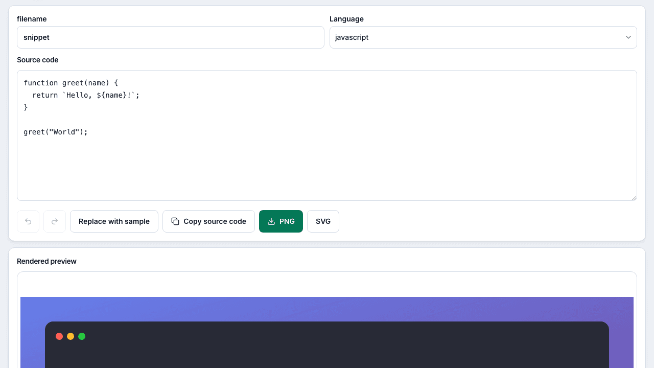 Screenshot of the Snippet Studio interface